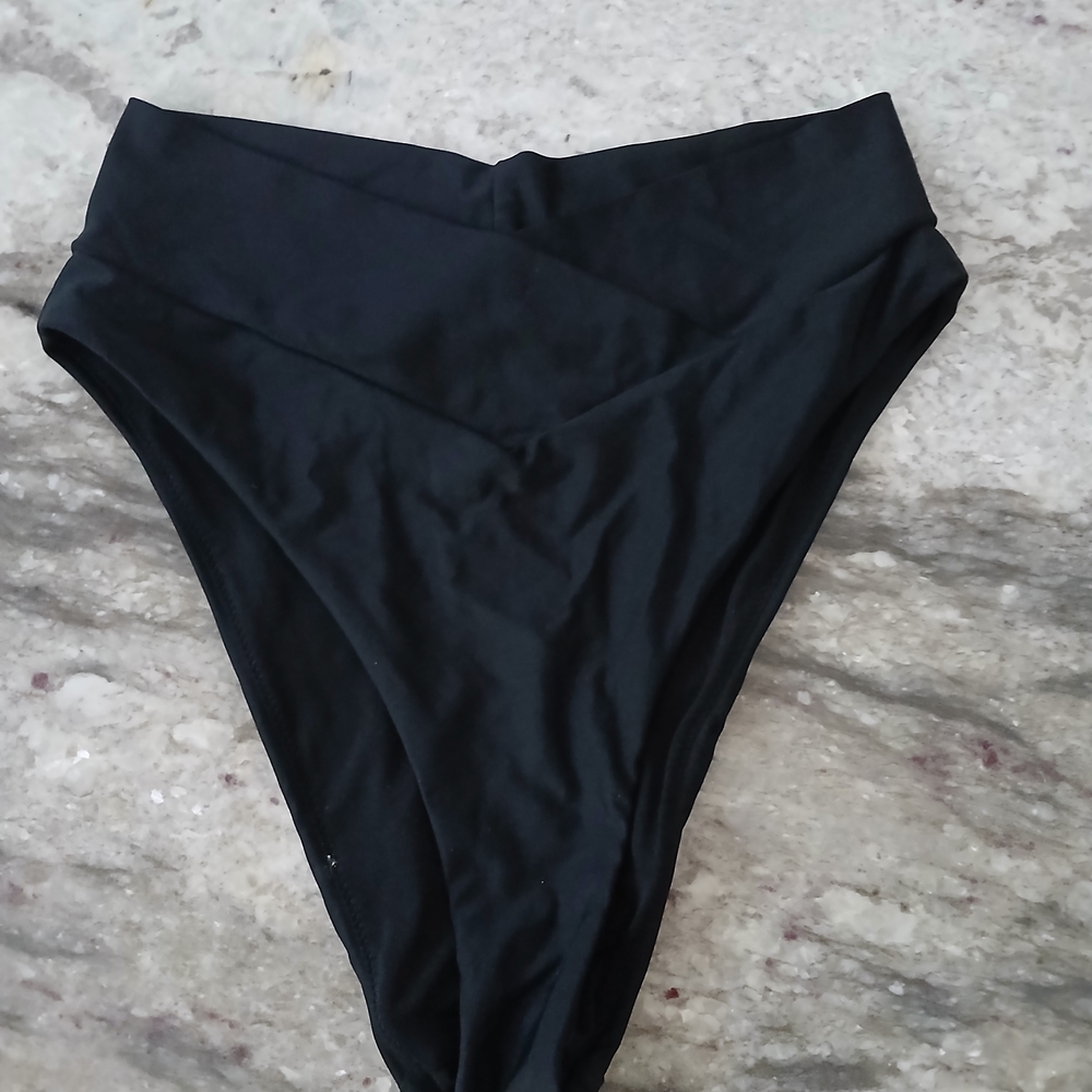 Black High-Waisted Swim Bottoms